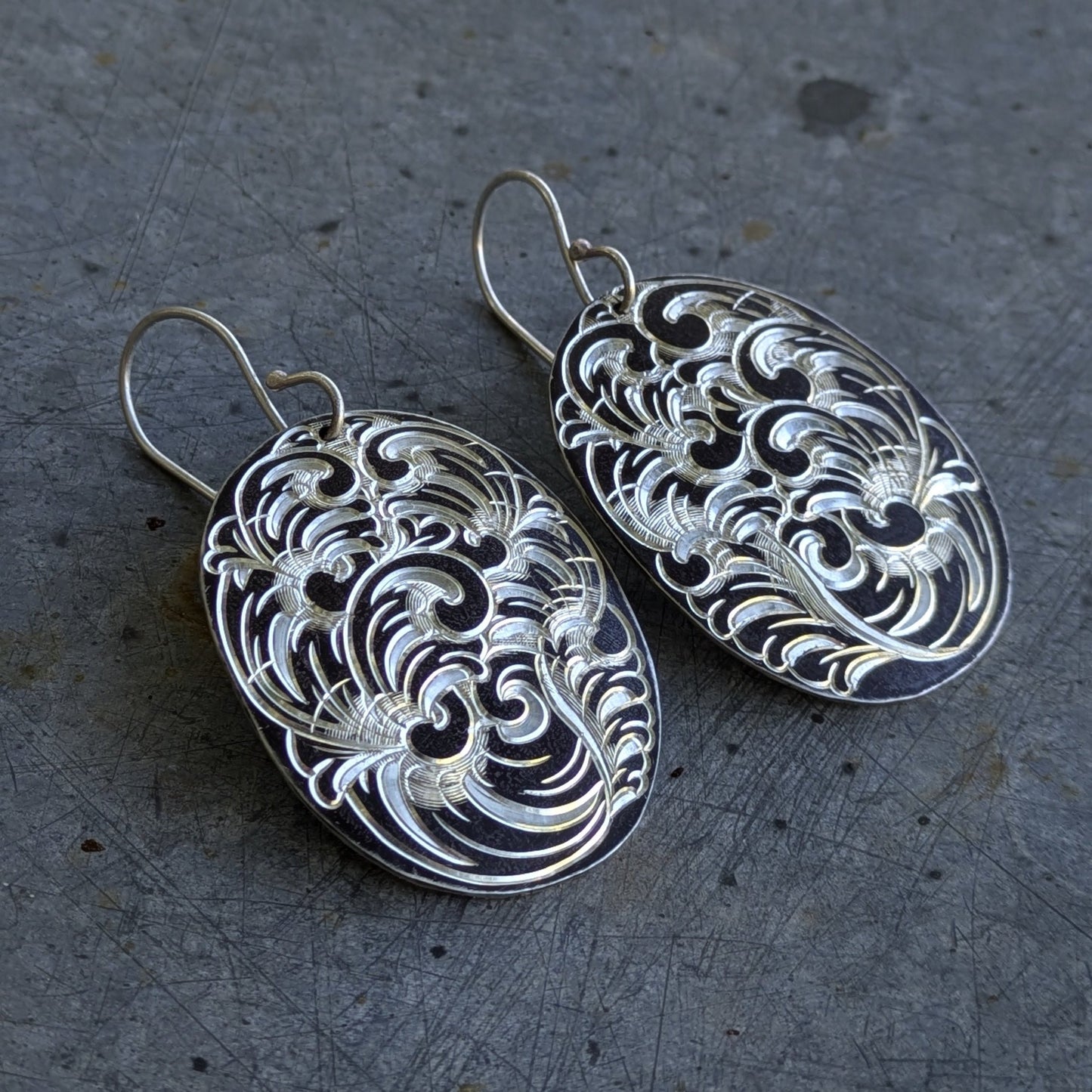 Oval Engraved Earrings