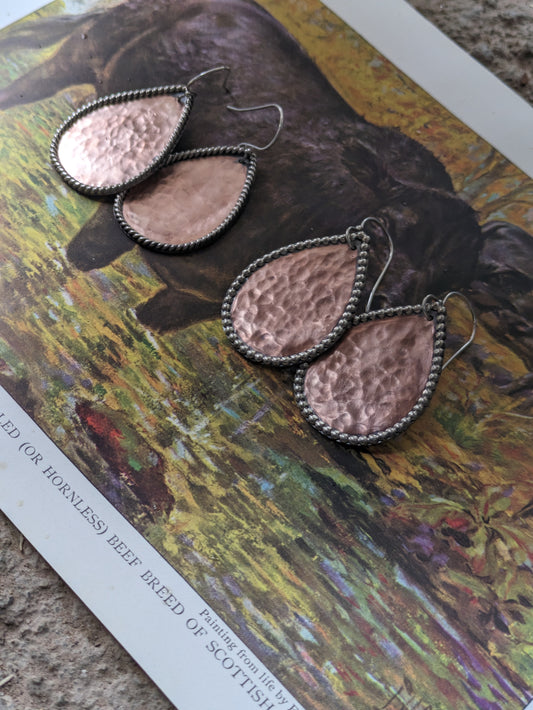 Hammered Copper Teardrops